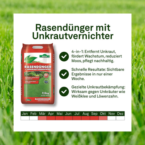 Rasendünger mit Unkrautvernichter + Nachsaat - organtic.com - Rasen, Pflanzen, Interior und mehr