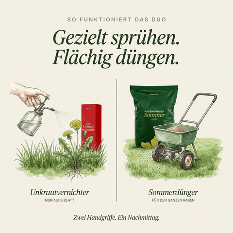 Sommerdünger mit Unkrautvernichter - organtic.com - Rasen, Pflanzen, Interior und mehr